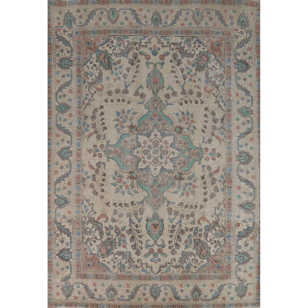 Tabriz Persian Area Rug Hand-Knotted Wool Carpet - 7'8"x 11'0"