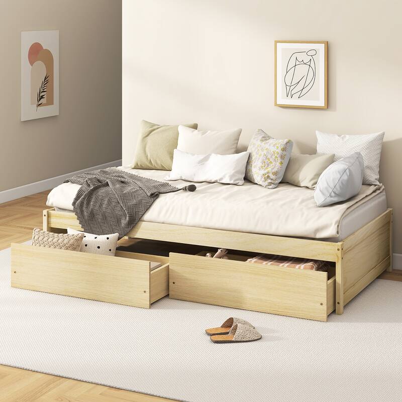 Gymax Twin Size Captain Bed w/ 2 Drawers Slats Support Twin Daybed