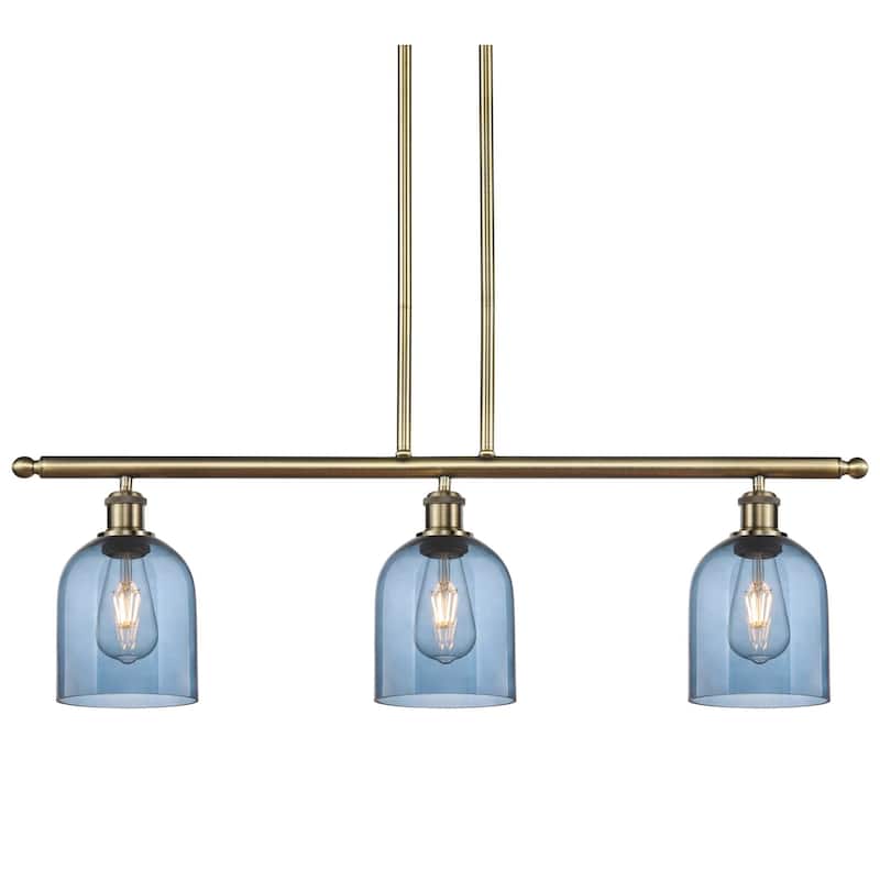 Innovations Lighting 516-3I-10-36 Bella Pendant Bella 3 Light 36" Wide - Antique Brass / Princess Blue