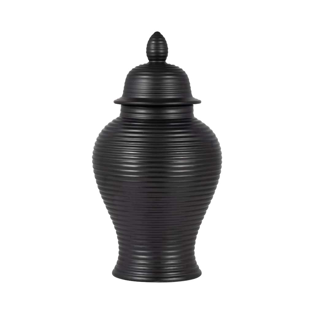 Sagebrook Home Ribbed Textured Ceramic Ginger Temple Jar - 9" x 9" x 18"