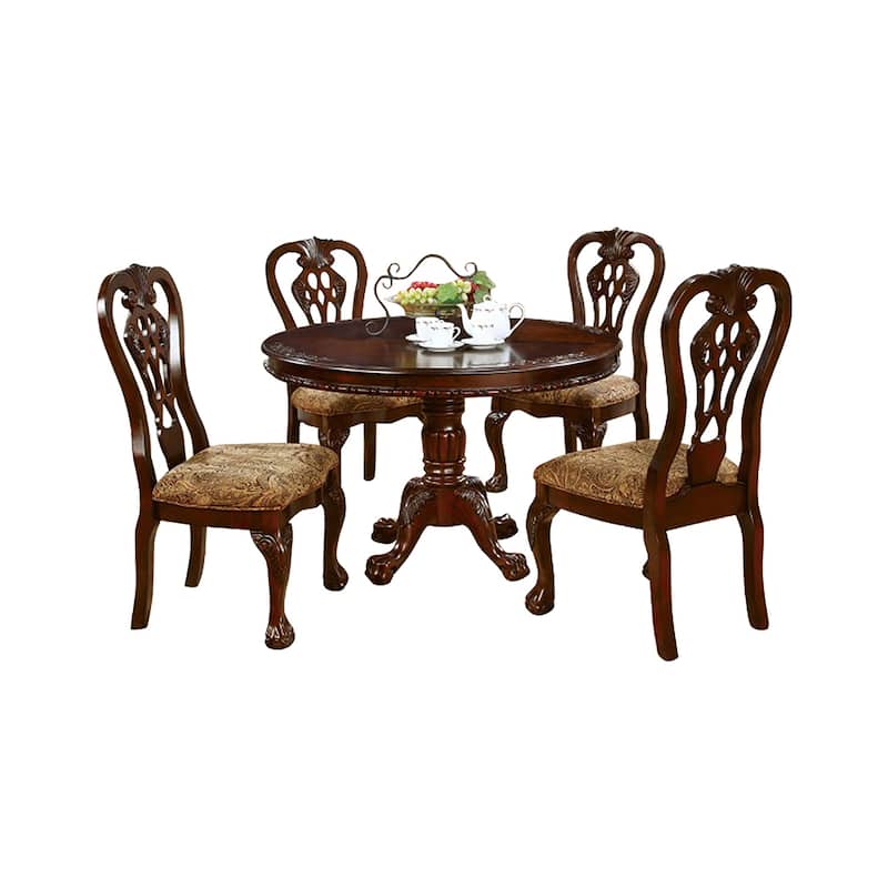 Dining Table Set in Brown Cherry Finish - 5-Piece Sets - Brown Cherry