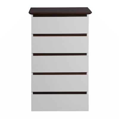 5 Drawer Dresser with Wood Color Top, Small Dresser for Kids Bedroom, Living Room