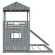 preview thumbnail 42 of 47, Playhouse-inspired Style Twin over Full Wooden Bunk Bed,Loft Bed with Playhouse,Farmhouse, Ladder, Slide and Guardrails