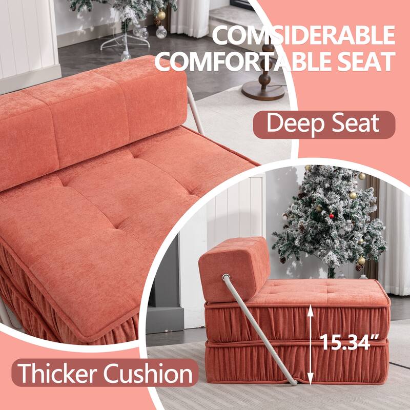 Folding Sofa Futon Sleeper Chair, Convertible Floor Couch and Mattress with Removable Cushion for Small Spaces