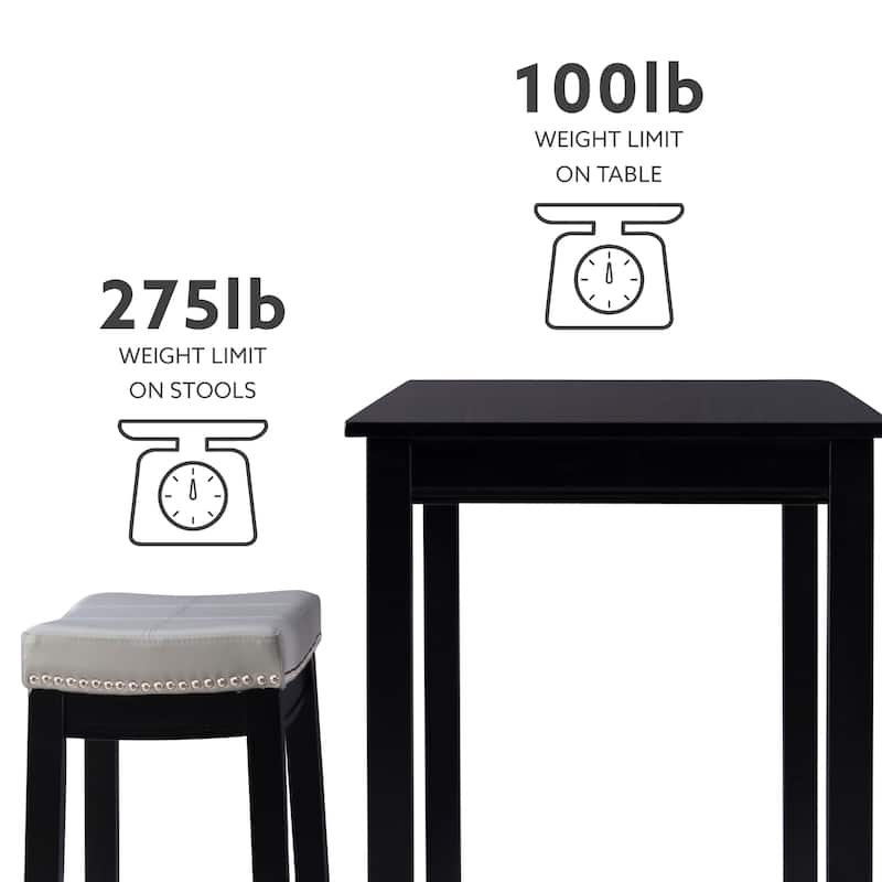 3-Piece Counter Table and Stools - 47.25" - Black and Gray