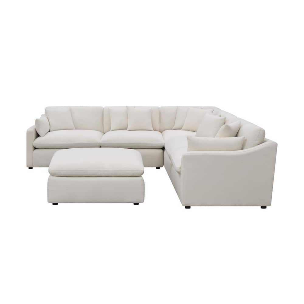6 Piece Reversible Cushion Modular Sectional in Off-White