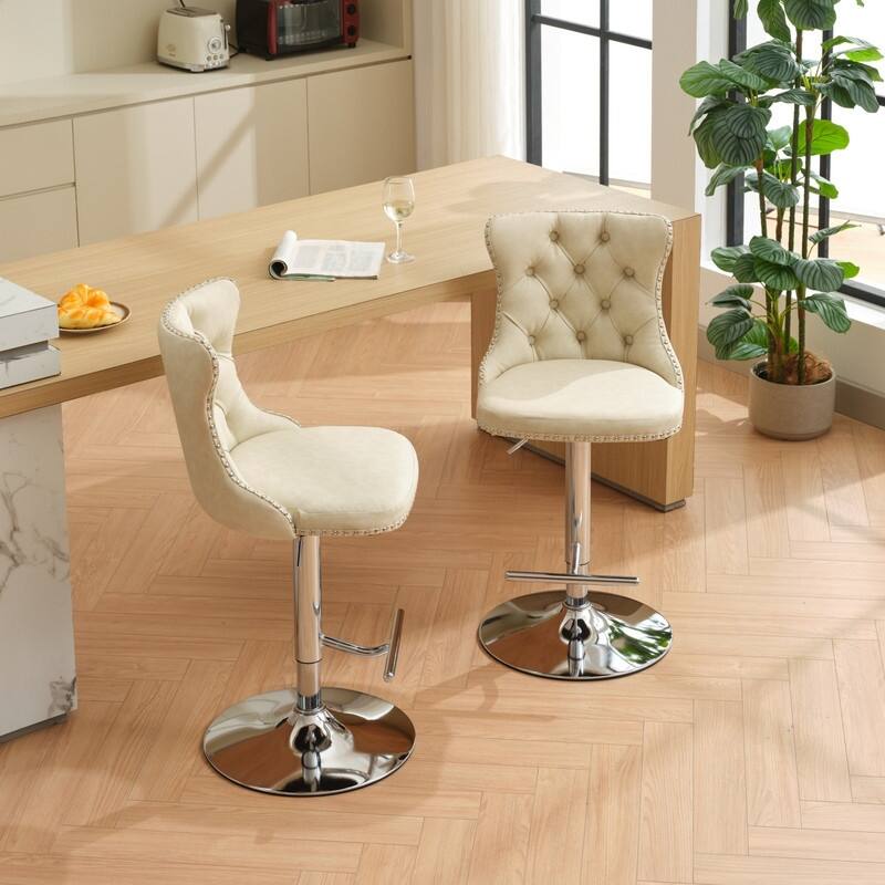 Swivel Foam Barstools Adjusatble Seat Set of 4