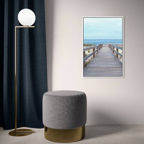 Oliver Gal 'Beach with a View' Nautical and Coastal Wall Art Framed Canvas Print Coastal Landscapes - Brown, Blue