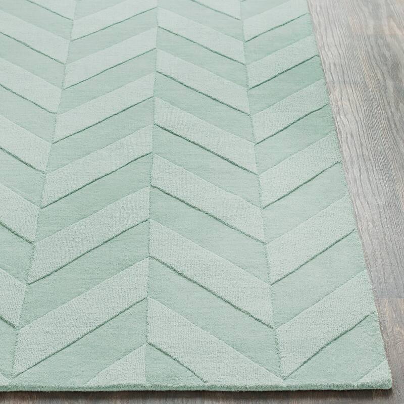 Livabliss Alpine Hand-woven Tone-on-tone Zig-Zag Wool Area Rug