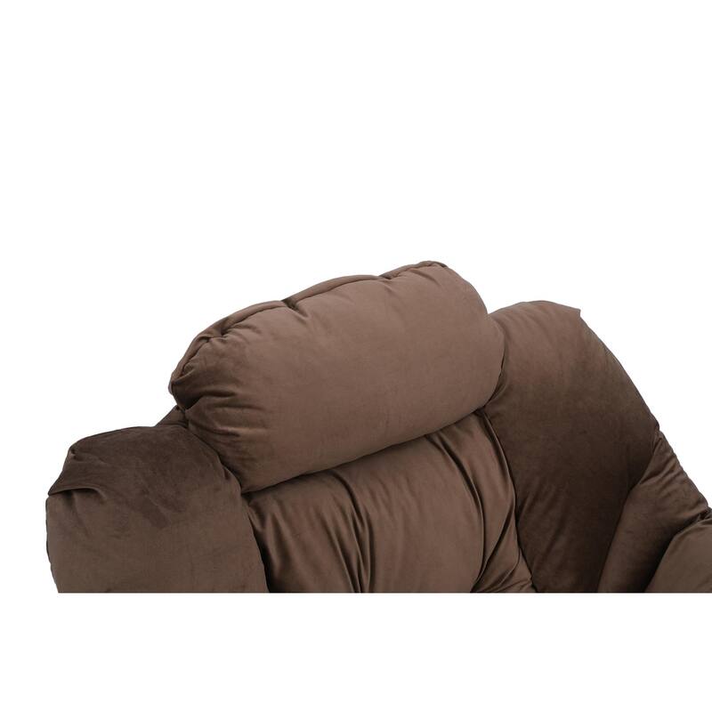 Modern Cotton Fabric Accent Lazy Chair with Armrests and a Side Pocket: with Ottoman, with Footrest.