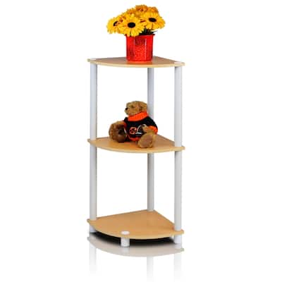 3 Tiers Wood Household Shelving Unit in Beech/White (11.6 in. W x 29.6 in. H x 11.6 in. D)