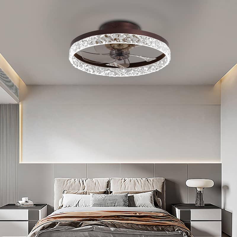 Modern Ceiling Fan Light with Adjustable Color Temperature and Remote Control, 6 Wind Speeds for Bedroom and Living Room