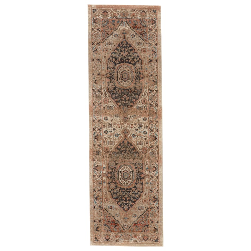Irenea Medallion Tan/ Ivory Area Rug - 2'6"X8'