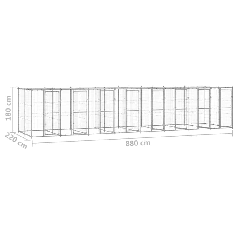 vidaXL Outdoor Dog Pen Pet Crate Kennel Cage Playpen House for Yard Steel