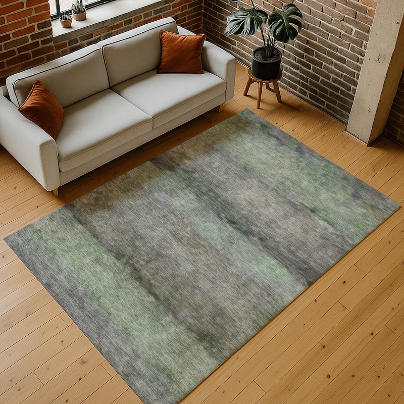 Machine Washable Indoor/ Outdoor Contemporary Ombre Chantille Rug