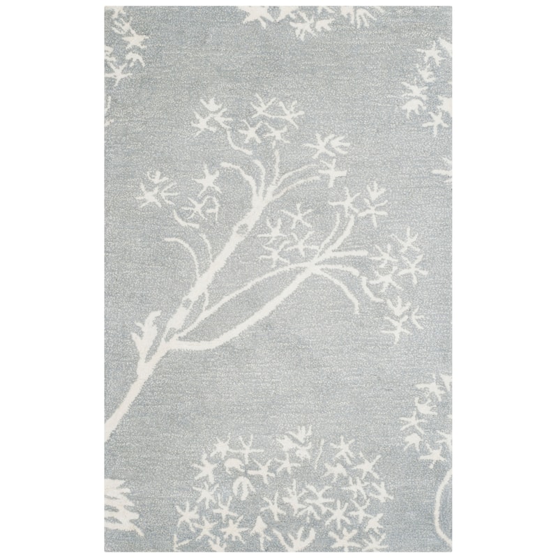 SAFAVIEH Handmade Bella Enriketa Modern Floral Wool Rug - 2'6" x 4' - Light Blue/Ivory