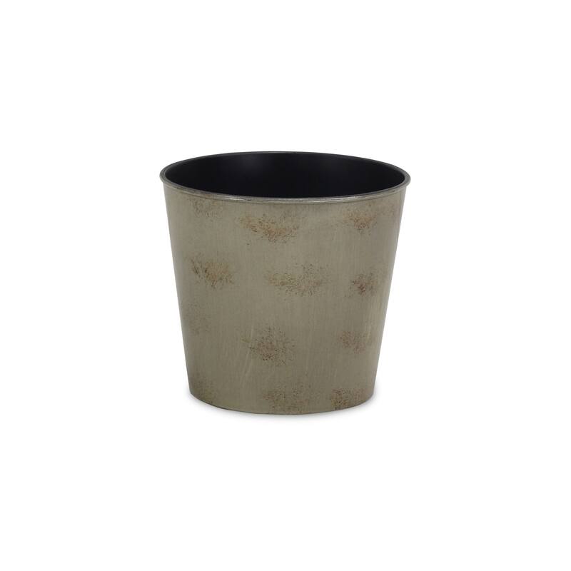 HomeRoots 7" Gray Recycled Plastic Indoor Outdoor Round Pot Planter