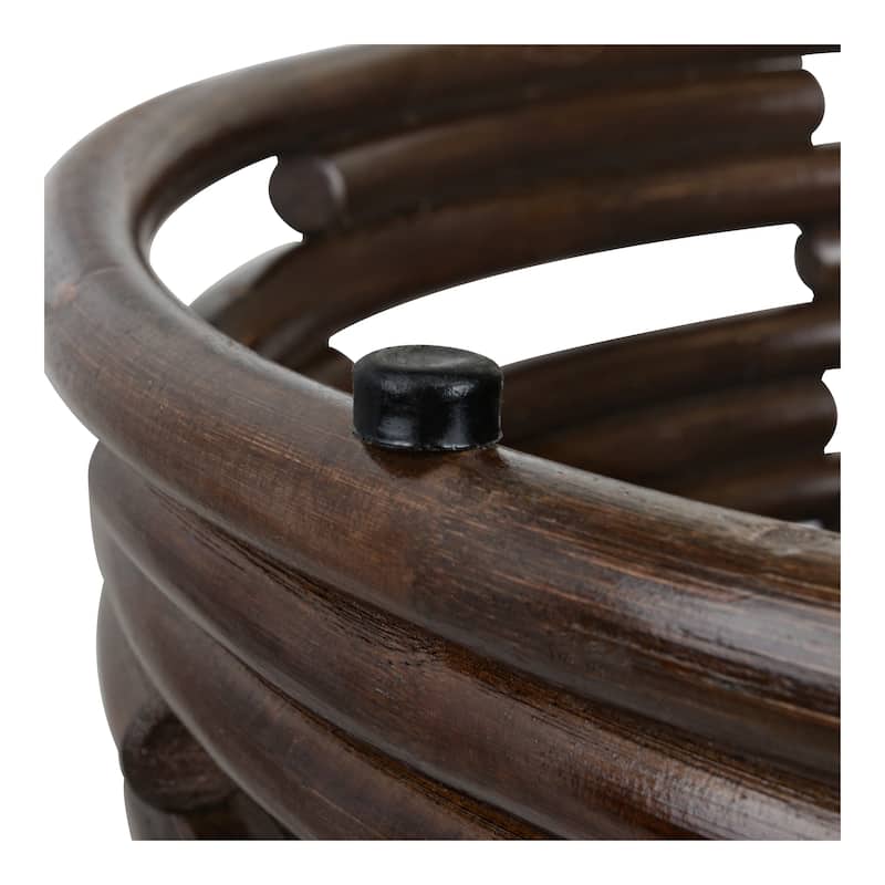 NPD Furniture Zeke Rattan Round Coffee or Side Table with Solid Wood Top