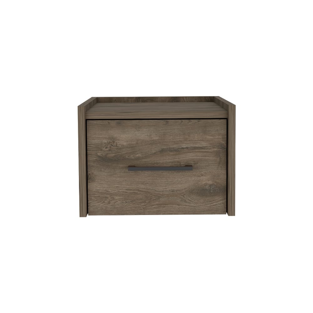 Wall-Mounted Nightstand with Drawer, Dark Brown