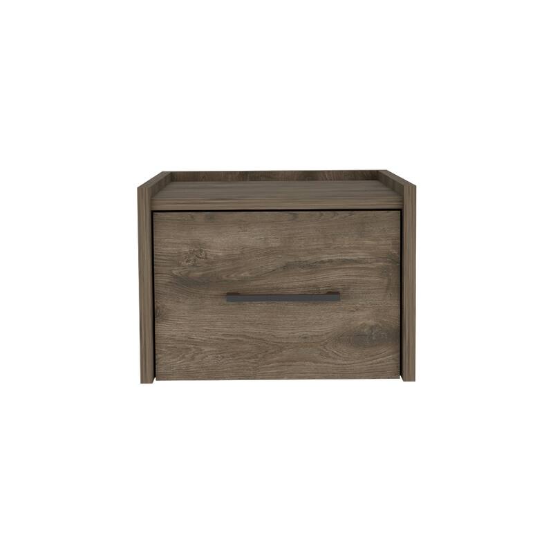 Wall-Mounted Nightstand with Drawer, Dark Brown - Dark Brown