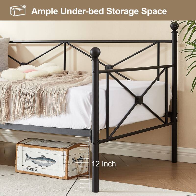 Javlergo Metal Daybed Frame Twin Size Sofa Bed with Steel Slats for Living Room Guest Room