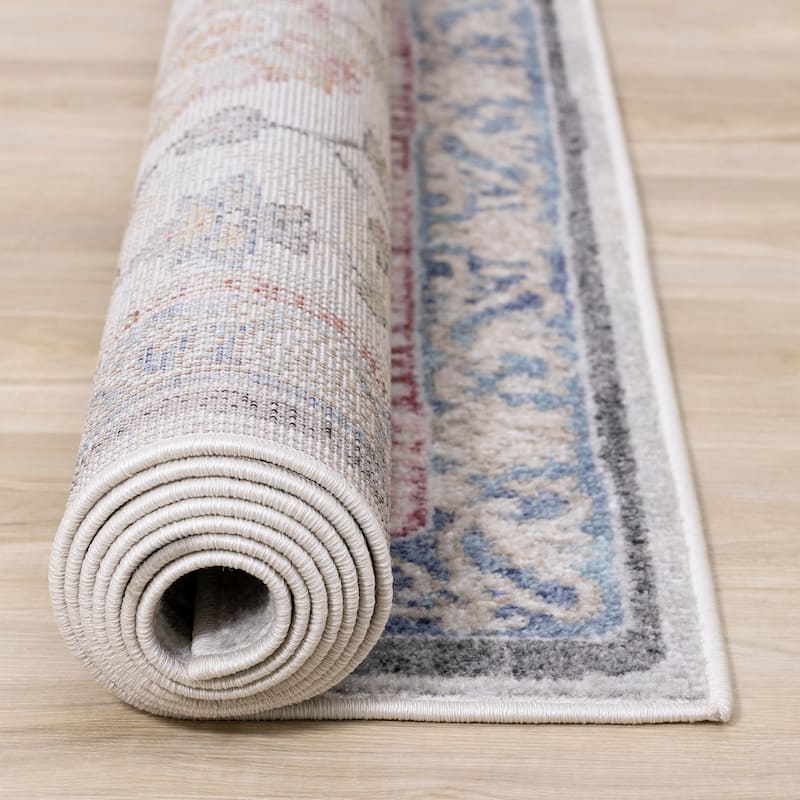 Fitzgerald Collection - Pink/Yellow/Grey/Blue Classic Floral Rug