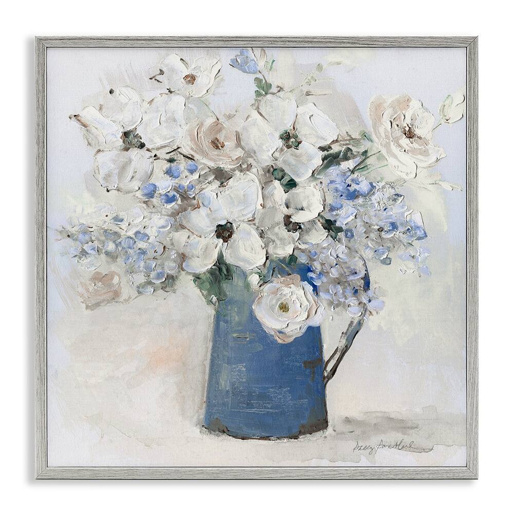Stupell Bouquet in Blue Country Vase Framed Giclee Art Design By Sally Swatland