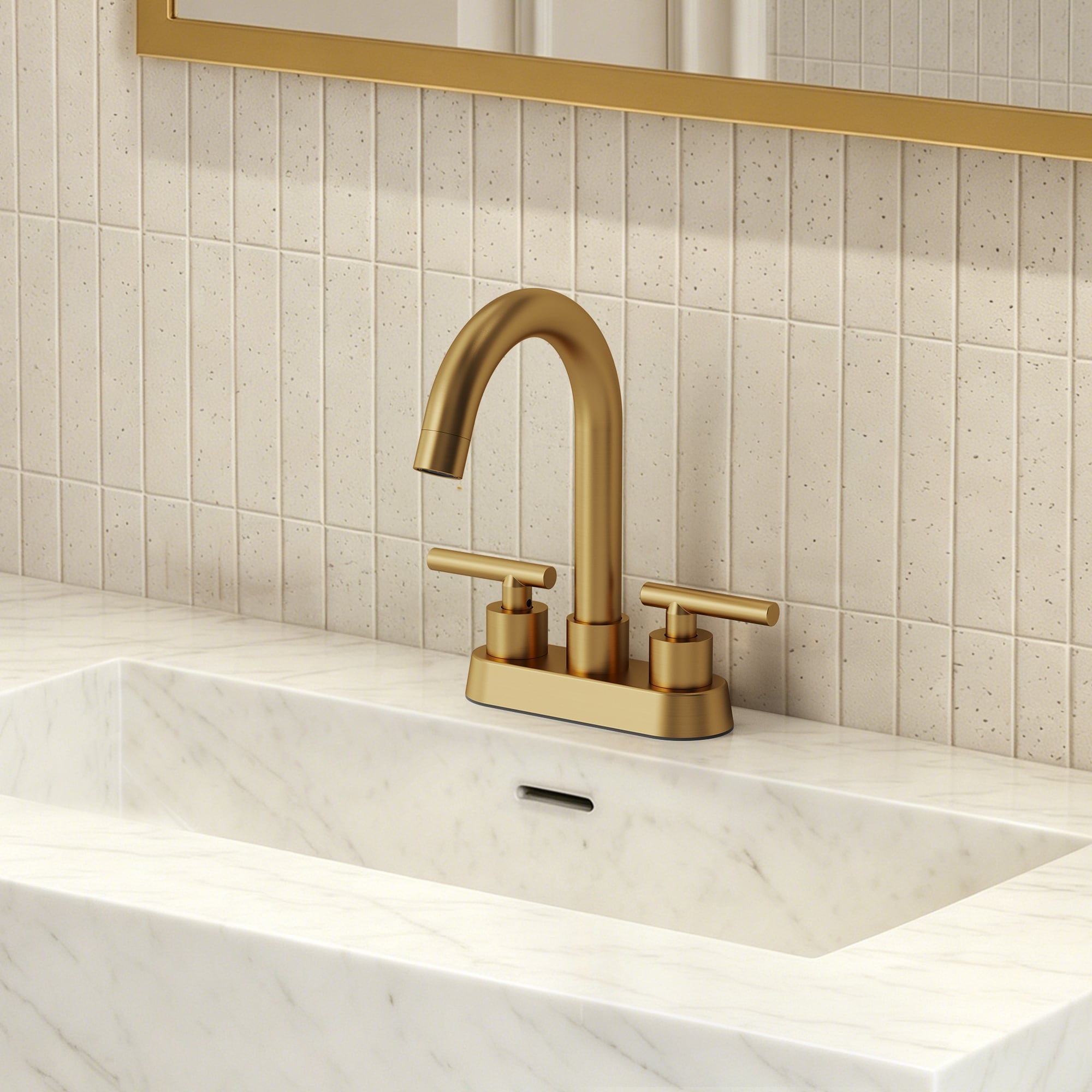 4" Centerset Bathroom Faucet with Drain Assembly, 2-Handle Bathroom Sink Faucet