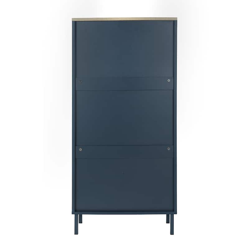 Bohotic Mid-Century Modern Style 3 Flip Drawers Shoe Cabinet Free Standing Shoe Rack for Home Office