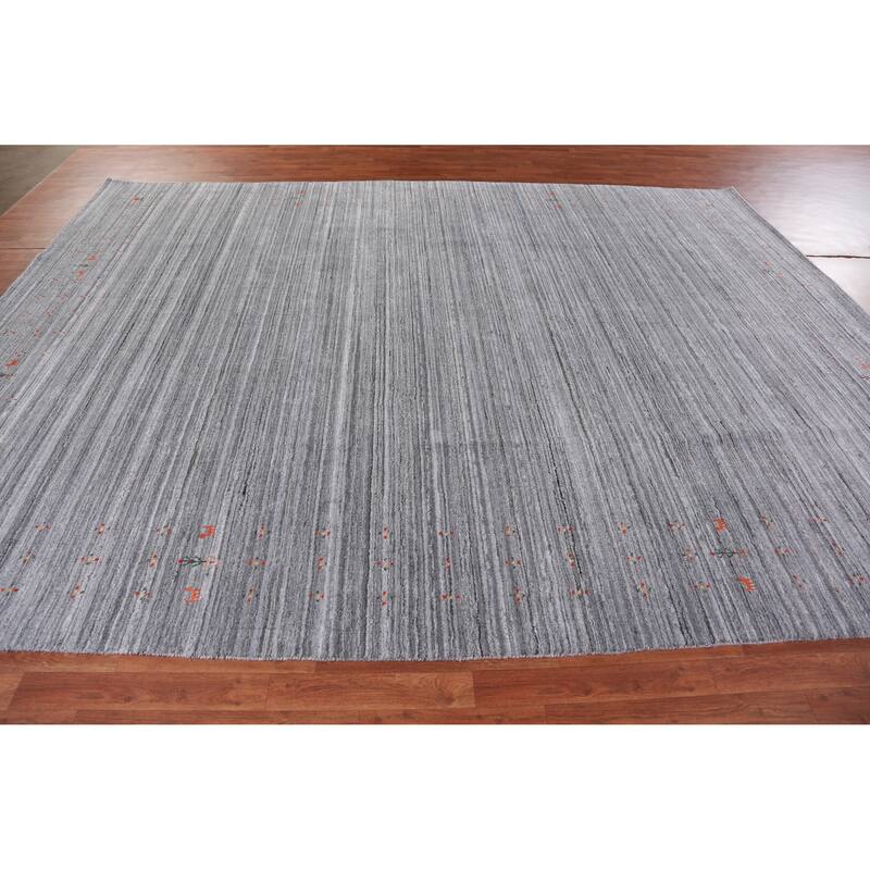 Hand Knotted Oriental 100% Wool Carpet Tribal Tribal Greys & Charcoal Gabbeh Area Rug - 12' 2'' X 9' 4''