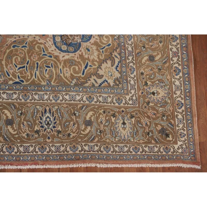 Hand Knotted Oriental 100% Wool Carpet Traditional Floral Oranges & Rust Mashad Area Rug - 13' 0'' X 9' 7''