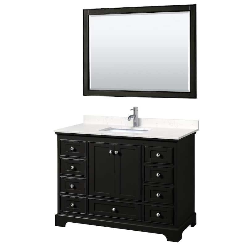 Wyndham Collection Deborah 48" Free Standing Single Basin Vanity Set - Dark Espresso / Carrara Cultured Marble Top /