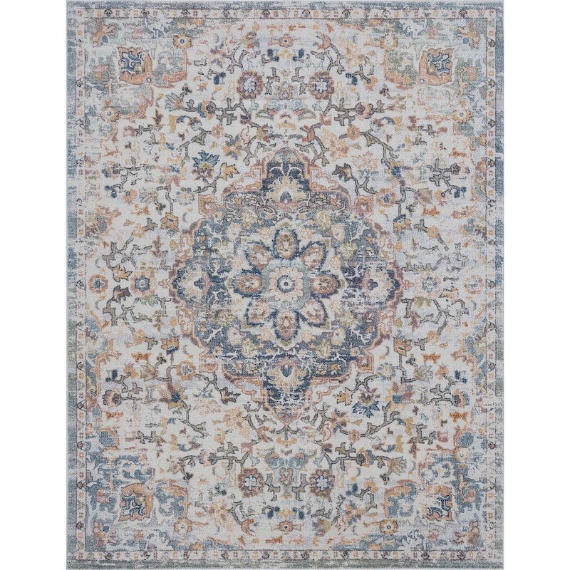 Rayna Farmhouse Medallion Indoor Area Rug