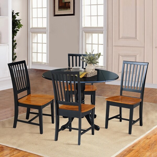 42 in Dual Drop Leaf Dining Table with 4 Dining Chairs 5 Piece