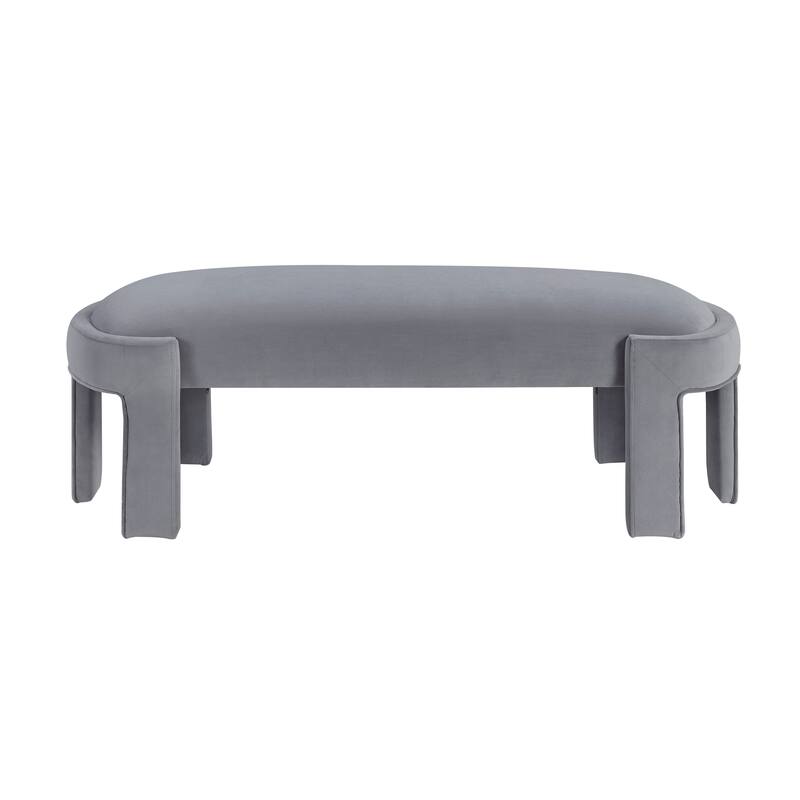 Stylish Upholstered Bench Green Velvet Fabric Foam Cushioned Seat Luxurious Comfort Home Furniture 1pc