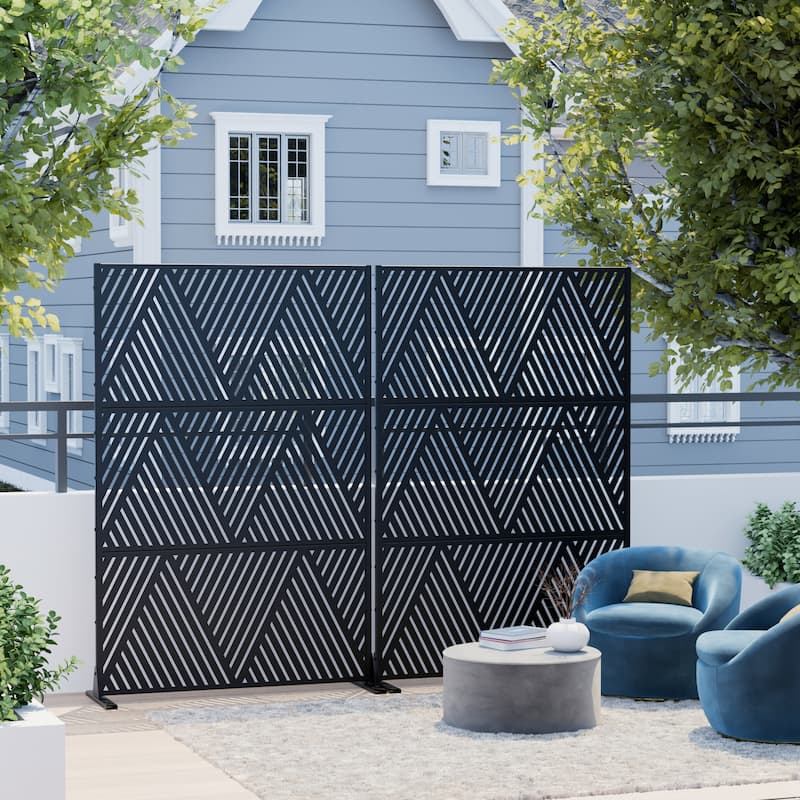 Dovelina 6ft.Outdoor Freestanding Metal Privacy Screen Decorative Garden Fence - 72"x47"