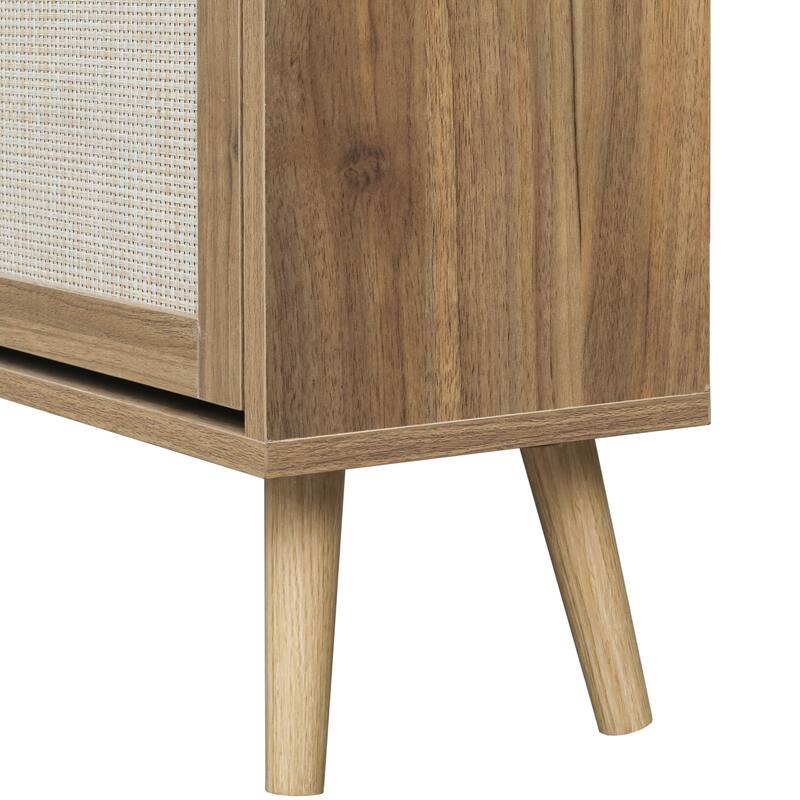 Modern Natural Rattan Shoe Rack Storage Cabinet for Entryway
