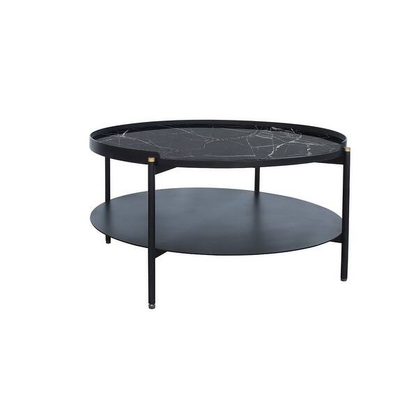 Modrest Randal Modern Round Black Metal Coffee Table Overstock 28425314
