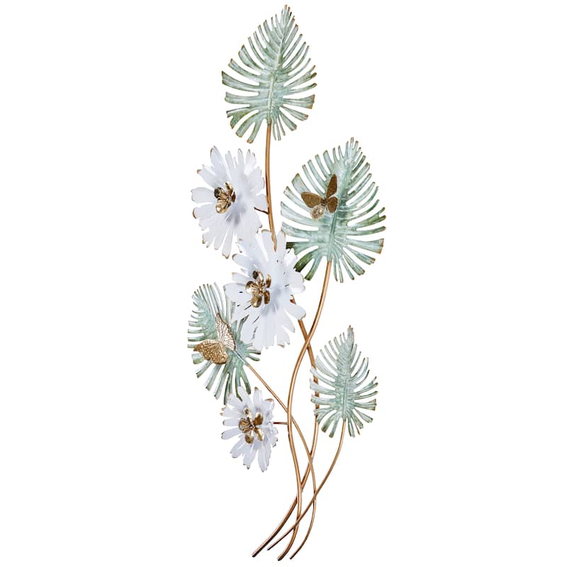 Daisy Bouquet Floral Wall Art Vertical 3D Metal Sculpture 36"x19"