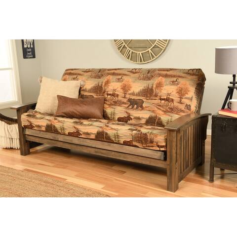 Copper Grove Kostandovo Futon Set in Rustic Walnut Finish with Mattress