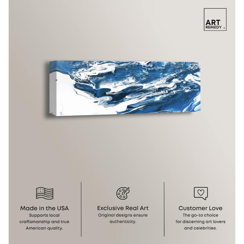 Suman Blue Panoramic Canvas by Art Remedy, Gallery Wrapped