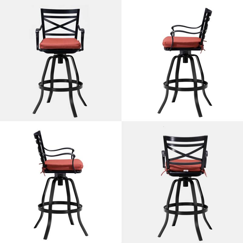 Outdoor Indoor Aluminum Swivel Patio Bar Stools Dining Chairs with Removable Sunbrella Cushion