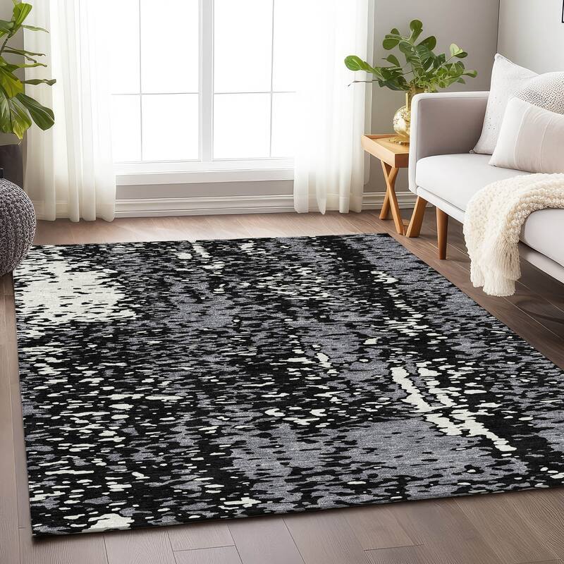 Premium Washable Super Soft Abstract Causal Mayfield Rug - Black - 8' x 10'