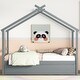 preview thumbnail 5 of 33, Bedroom Twin Size House-shaped Bed with Trundle Grey