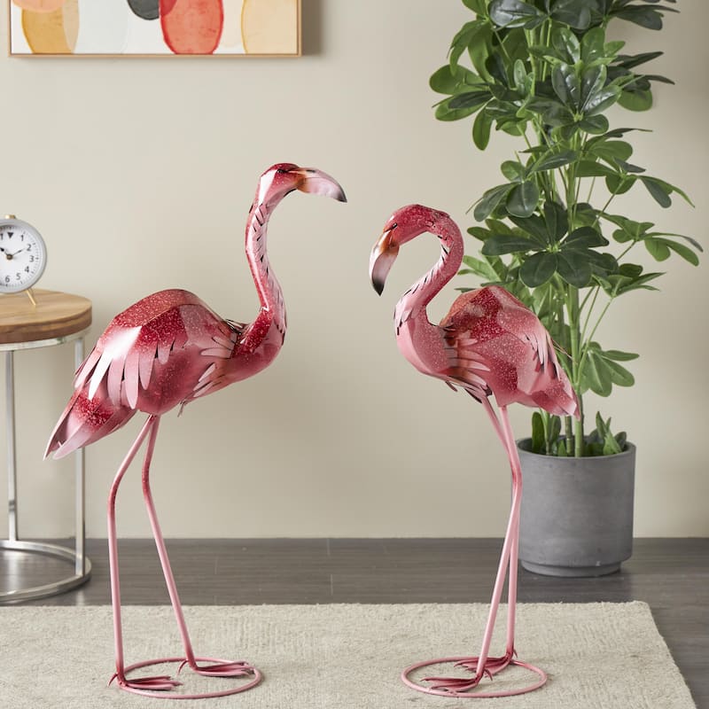 Metal Flamingo Tall Textured Ombre Decorative Garden Sculpture - Set of 2 Pink - Roche River Decor