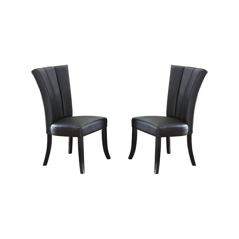Set of 2 Faux Leather Dining Chairs, Black