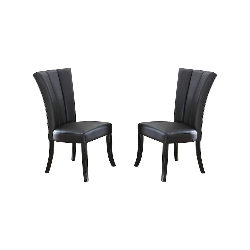 Set of 2 Faux Leather Dining Chairs, Black