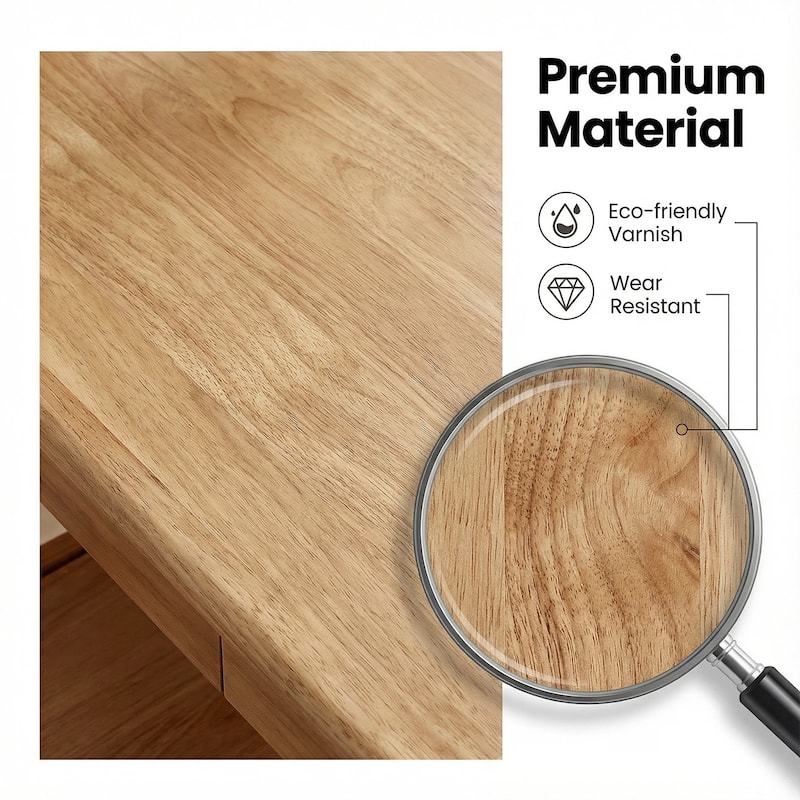 Solid Wood Desk with Drawers, Standing Desk with Smooth Edges, Home Office Desk for Small Spaces, for Bedroom, Living Room