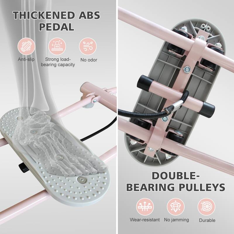 Foldable Ski Machine Home Trainer Adjustable Pedals & Handrails - 44 x 11.5 x 22-36 inches