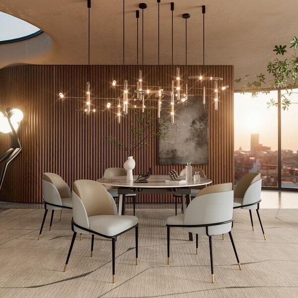 Two-tone Microfiber Leather Upholstered Dining Chairs (Set of 2